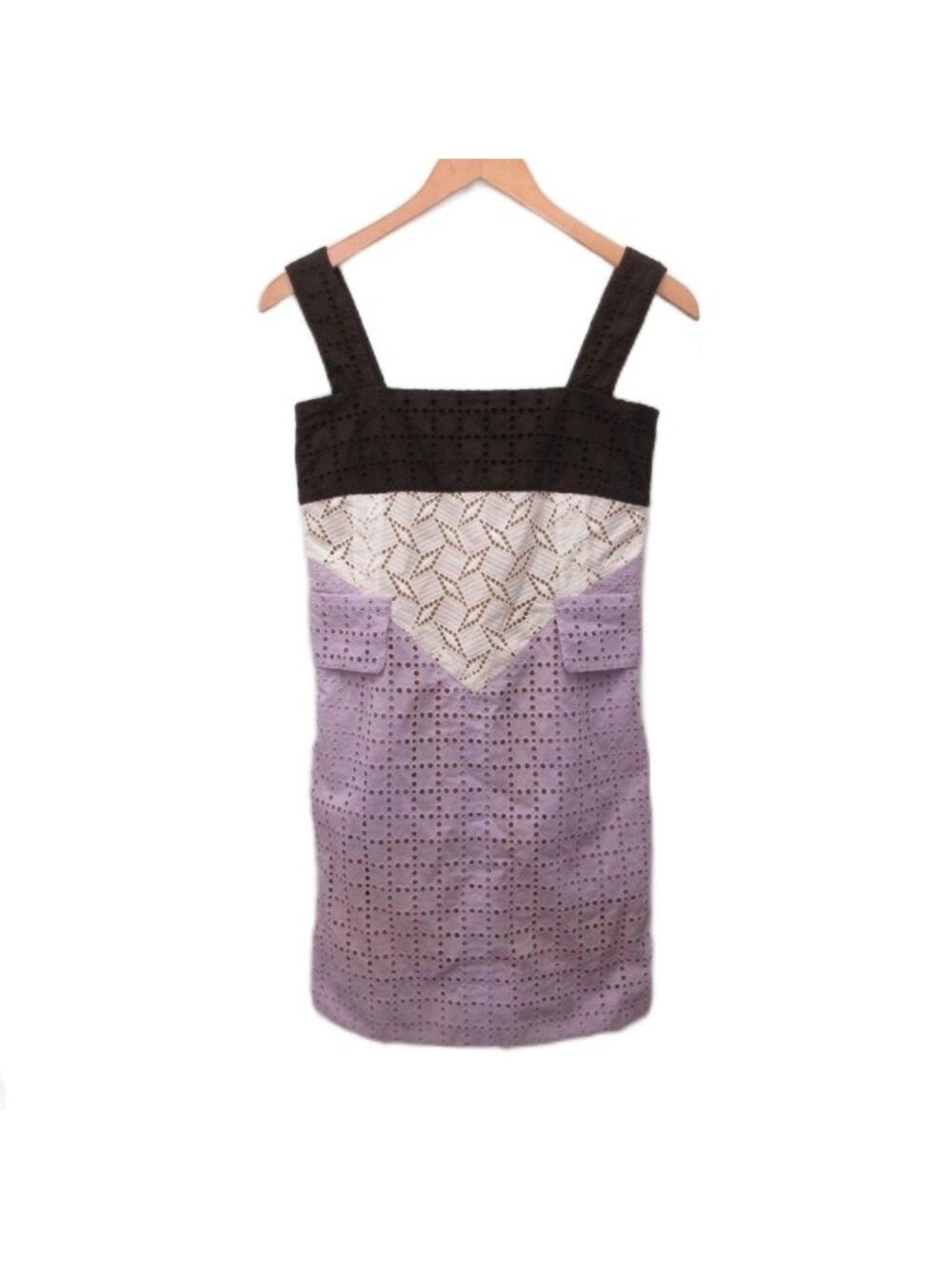 Louis Vuitton Dress Knee-Length Sleeveless Lace Purple XS 34